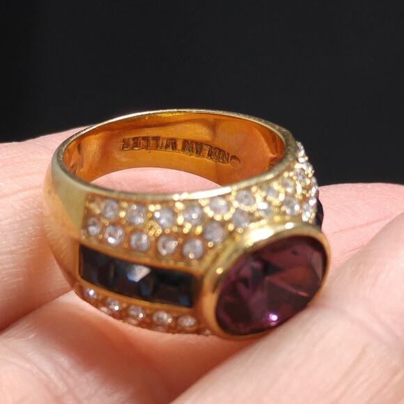Vintage Nolan Miller Purple Gold Plated Ring, US Size 6 3/4, 1990s - Picture 7 of 10